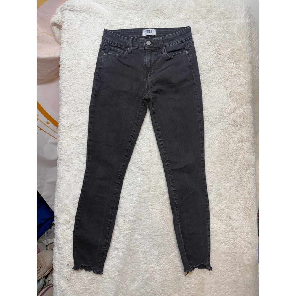 Paige Verdugo Ankle Jeans Womens 28 Skinny Raw Hem Faded Black Excellent